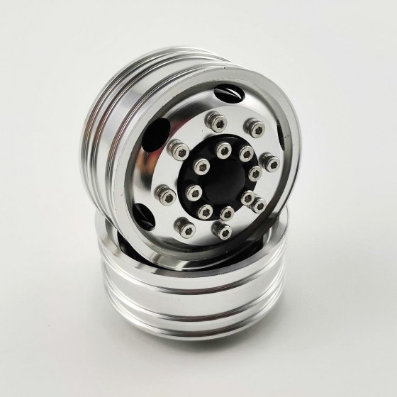 Aluminum Front Rim Silver For 1/14 Tractor Trucks A: Hex Hub