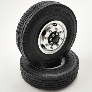 Aluminum Front Rim Silver with Tires For 1/14 Tractor Trucks B: Bearing Hub