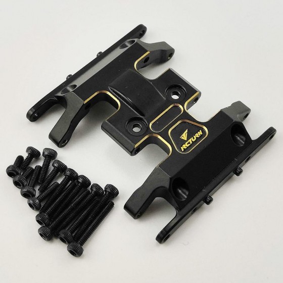 Black Brass Center Gear Box Mount for SCX24 (Aluminum Skid Plate)