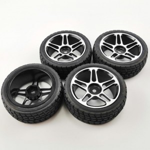 1/10 Rally Tire with Aluminum Rims - Silver C 2pcs/set 67x22mm Rims Dia: 45mm     12mm Hex