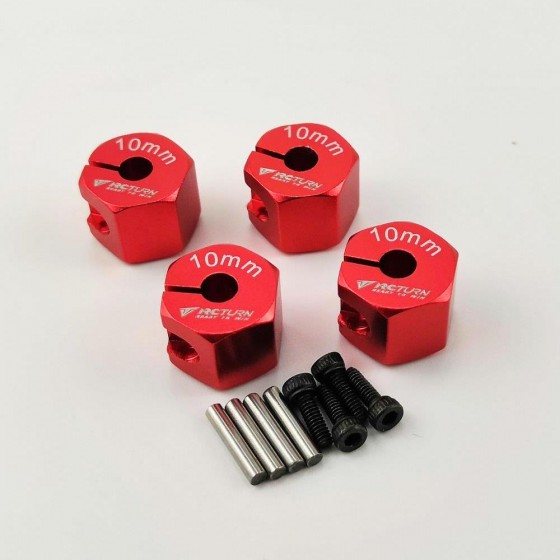 Alloy Wheel Hex Adaptor 12x10mm for Axial SCX10 II 1/10 RC Crawler - Red