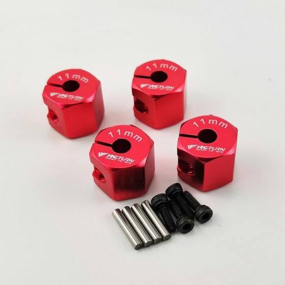 Alloy Wheel Hex Adaptor 12x11mm for Axial SCX10 II 1/10 RC Crawler - Red