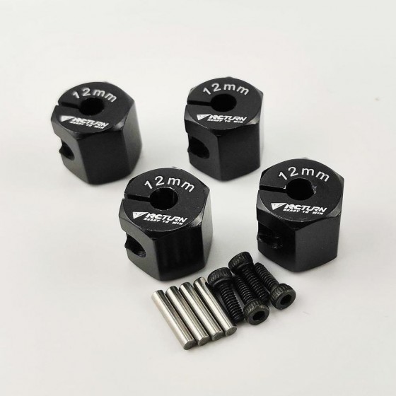 Alloy Wheel Hex Adaptor 12x12mm for Axial SCX10 II 1/10 RC Crawler - Black
