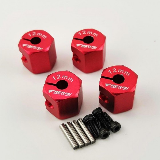 Alloy Wheel Hex Adaptor 12x12mm for Axial SCX10 II 1/10 RC Crawler - Red