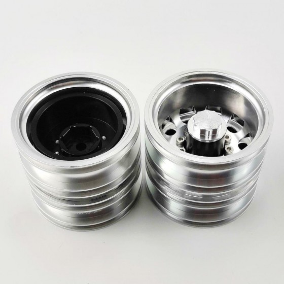 Aluminum Rear Rim Silver For 1/14 Tractor Trucks - Hex Hub 2pcs/set