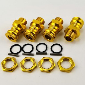 Aluminum 23mm Extension 17mm Wheel Hex Adapter - Gold (1/8 Scale Monster Truck Truggy) All Length: 31mm Bore Dia: 8mm 4pcs/set Aluminum 23mm Extension 17mm Wheel Hex Adapter - Gold (1/8 Scale Monster Truck Truggy) All Length: 31mm Bore Dia: 8mm 4pcs/set