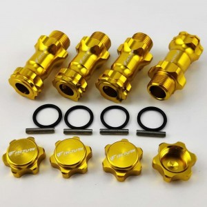 Aluminum 30mm Extension 17mm Wheel Hex Adapter - Gold (1/8 Scale Monster Truck Truggy) All Length: 37mm Bore Dia: 8mm 4pcs/set Aluminum 30mm Extension 17mm Wheel Hex Adapter - Gold (1/8 Scale Monster Truck Truggy) All Length: 37mm Bore Dia: 8mm 4pcs/set