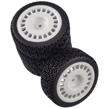 D Type 1/10 RC Rally Wheels Tires Car Rubber Tires for Tamiya TT-01 TT-02 TT01E RC Car: White 70x26mm