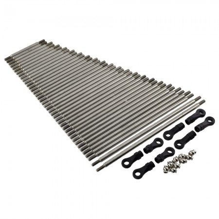 Stainless Steel Link 115mm with Curved & Straight Plastic Rod End & Ball Head 1/10 RC Crawler Screw Hole: M4 (Tie Rod Ends / Ball Head Joint Adapter) Bore to Bore: 130mm