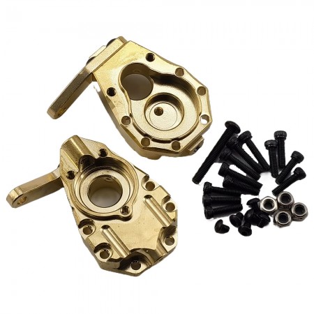 V2 Brass Inner Front Portal Housing / Front Steering Knuckle Set for TRX-4 / TRX4 1/10th Scale Crawler (Front Steering Knuckle /  Knuckle Arm) 65g/pc 2pcs/set